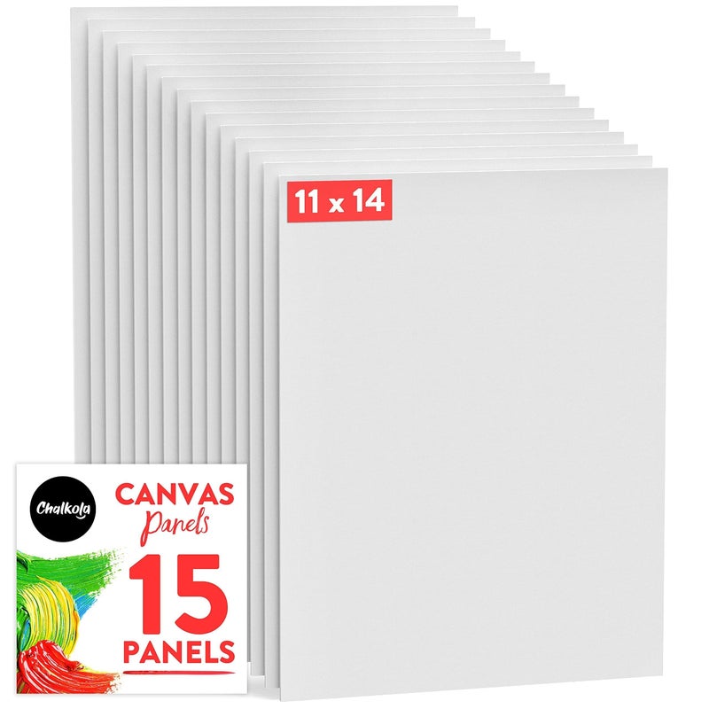 Chalkola 11x14 Canvas for Painting (15 Pack) | Blank Canvas Panels for Painting Acrylic, Oil, Watercolor - Primed 100% Cotton Boards, Acid-Free for Artists, Hobby Painters, Kids & Beginners - Image 1